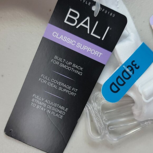 Bali Flower Full Coverage Support Bra White 36DDD Breathable Back Smoothing NWT - Picture 10 of 10